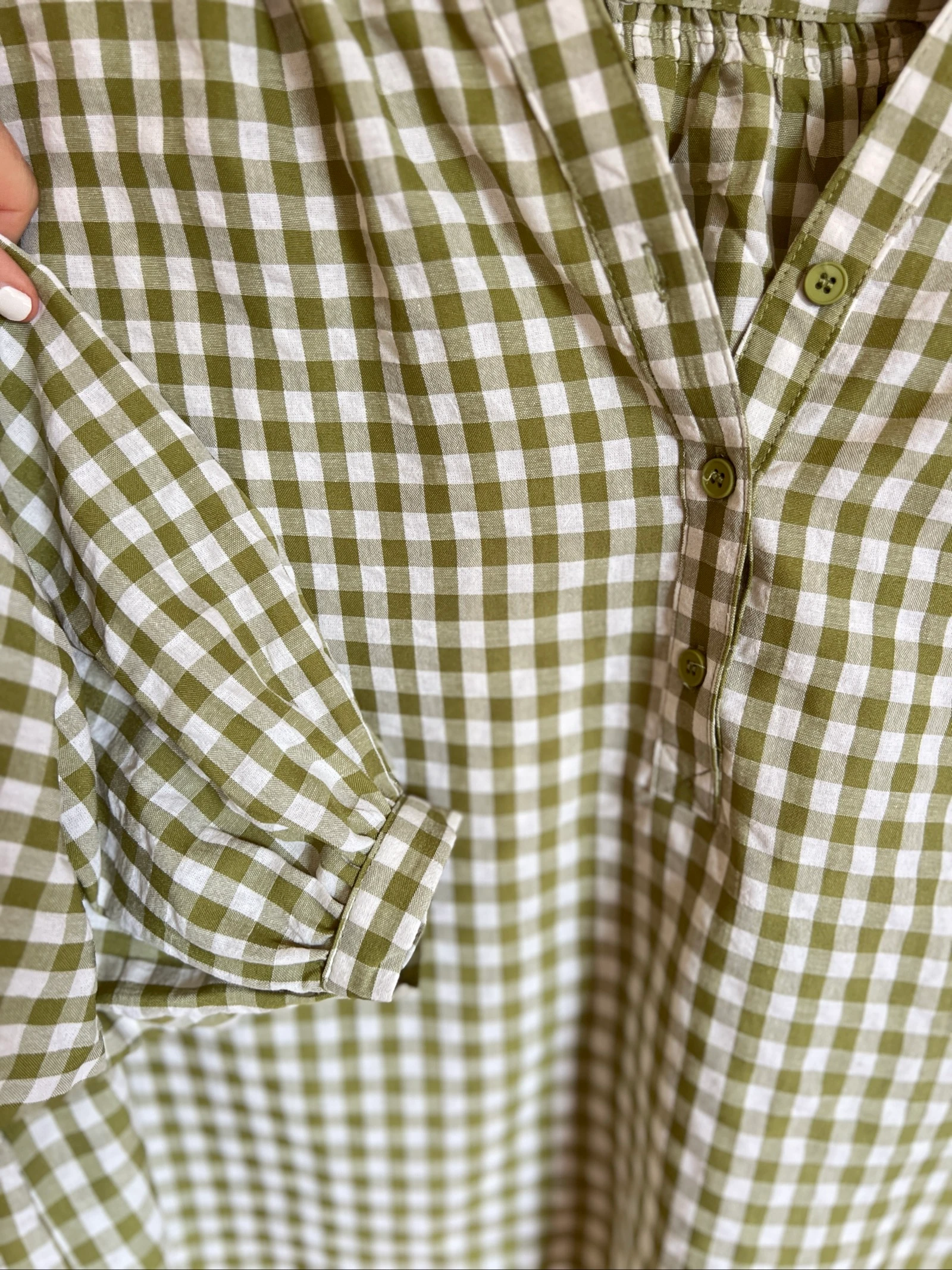 Blusa vichy verde oliva – photo 2